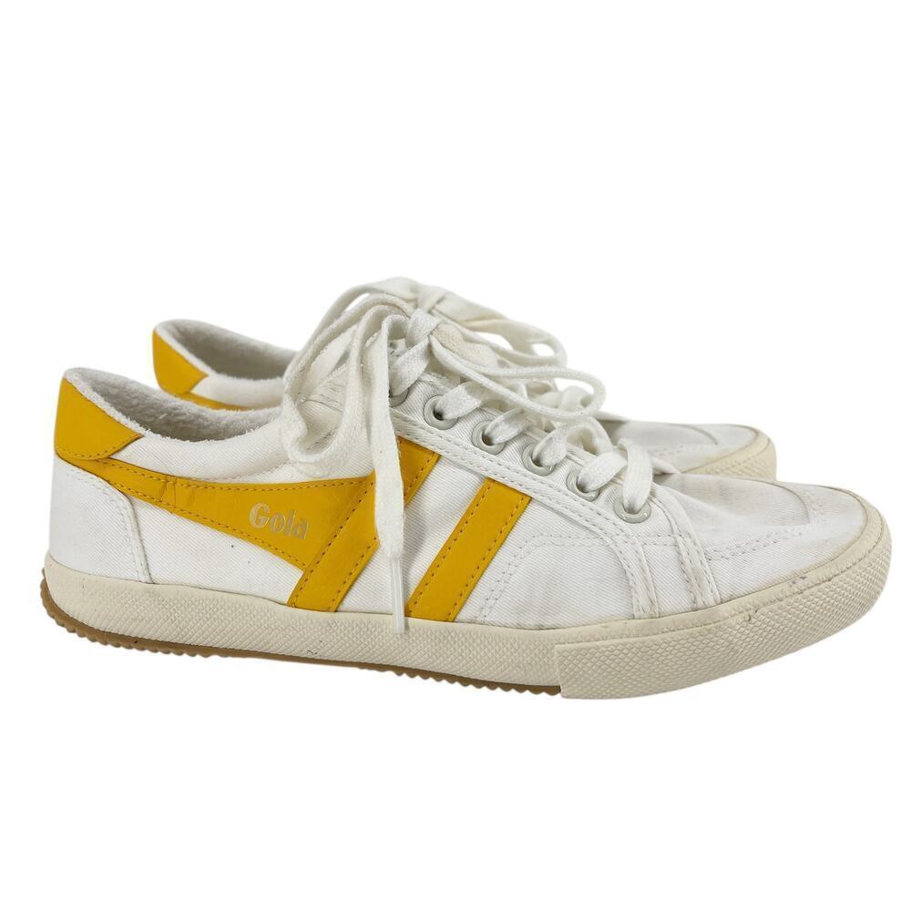 Gola Stratus Sneaker Vegan Leather Off White & Sun Yellow Size 8